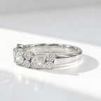 Platinum Pear and Round Natural Diamond Multi-Stone Bubble Ring | Size N