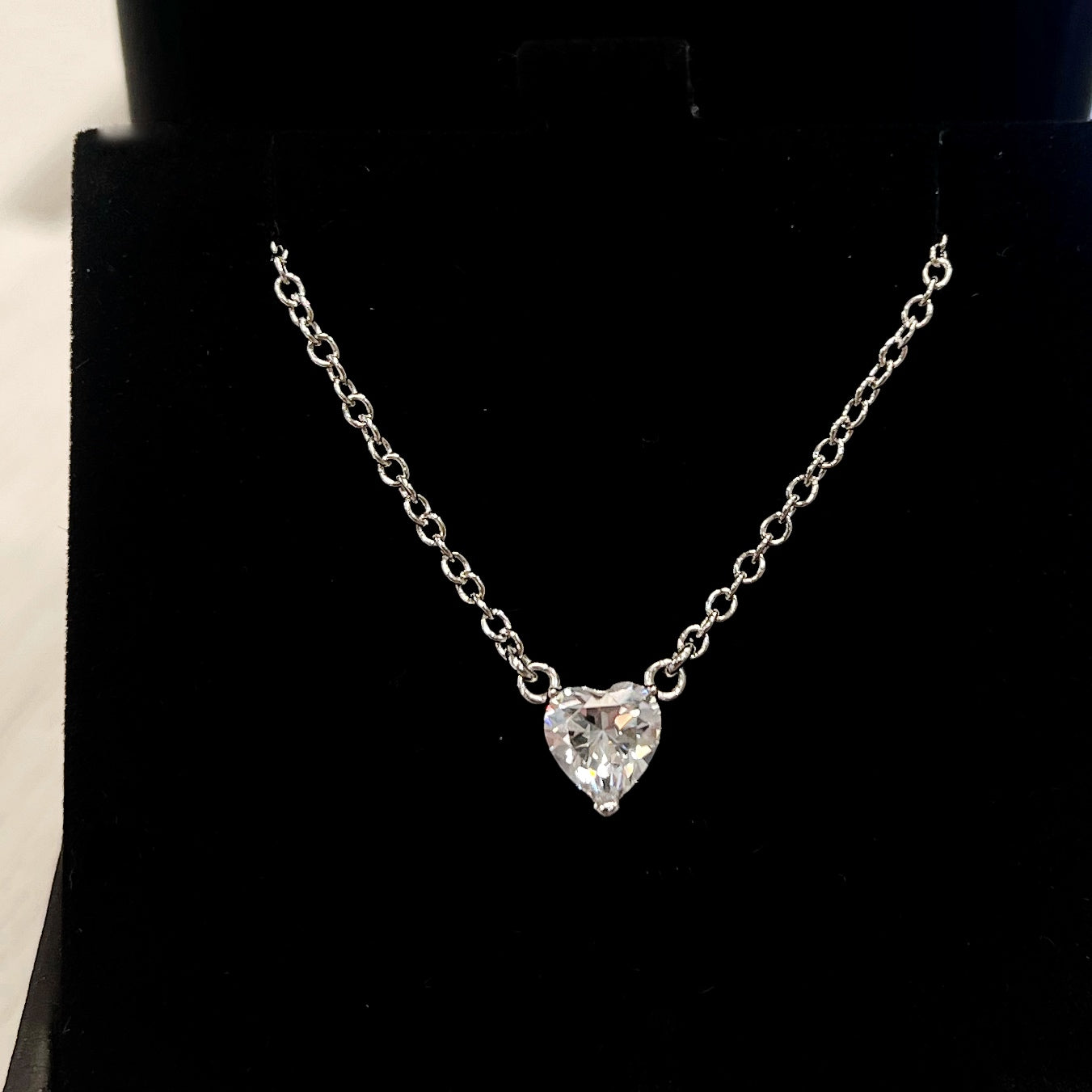 Sterling Silver Cubic Zirconia Heart Necklace