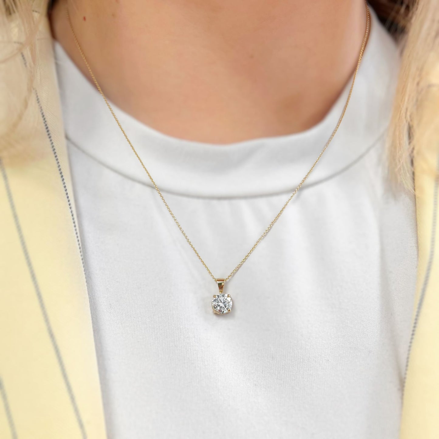 9ct Yellow Gold LAB GROWN Diamond Solitaire Necklace