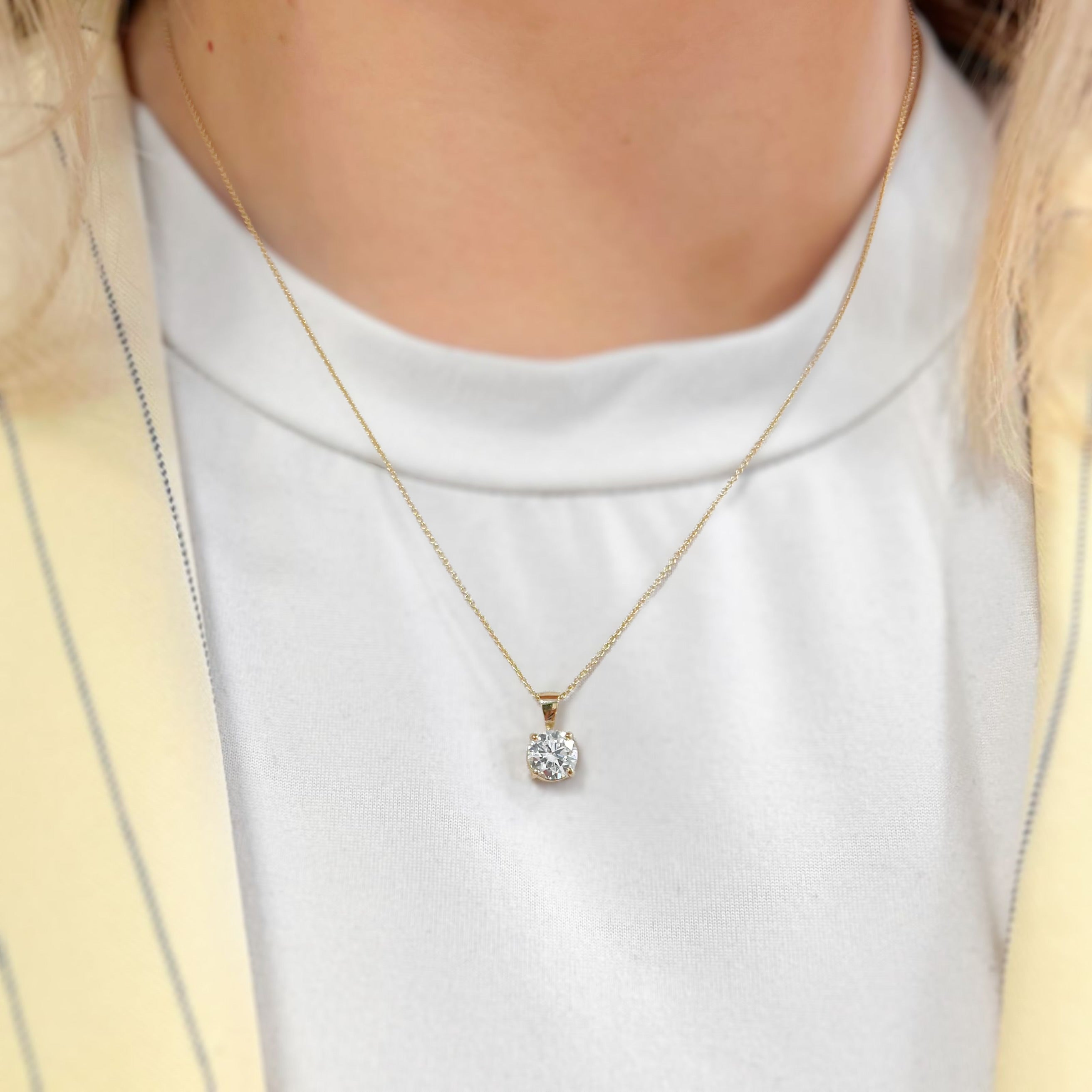 Lab-Grown Diamond 9ct Yellow Gold Solitaire Necklace