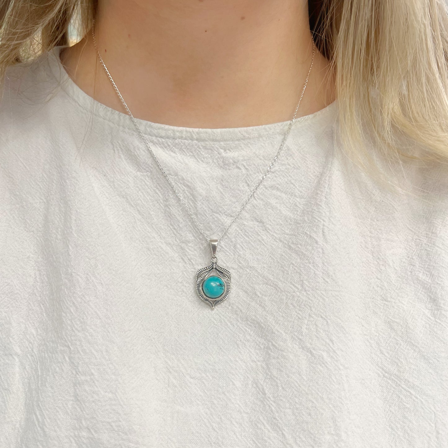 Sterling Silver Nature-Inspired Turquoise Necklace