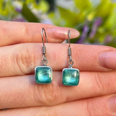 Pre-Order | Mint Blue Square Drop Earrings | Watch This Space