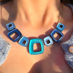 Blue Hollow Square Necklace | Watch This Space