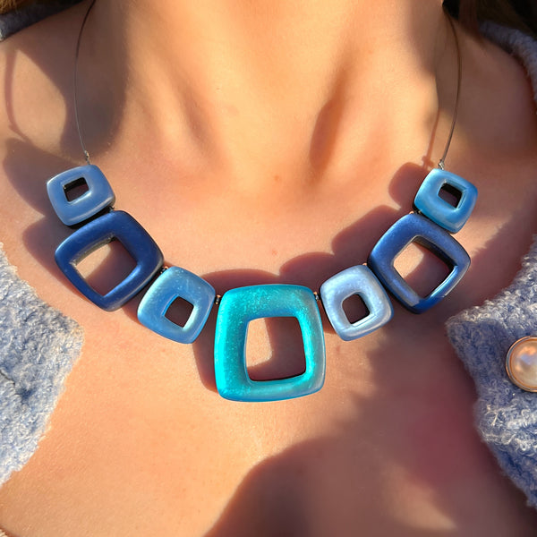 ‘Watch This Space’ Blue Square Necklace