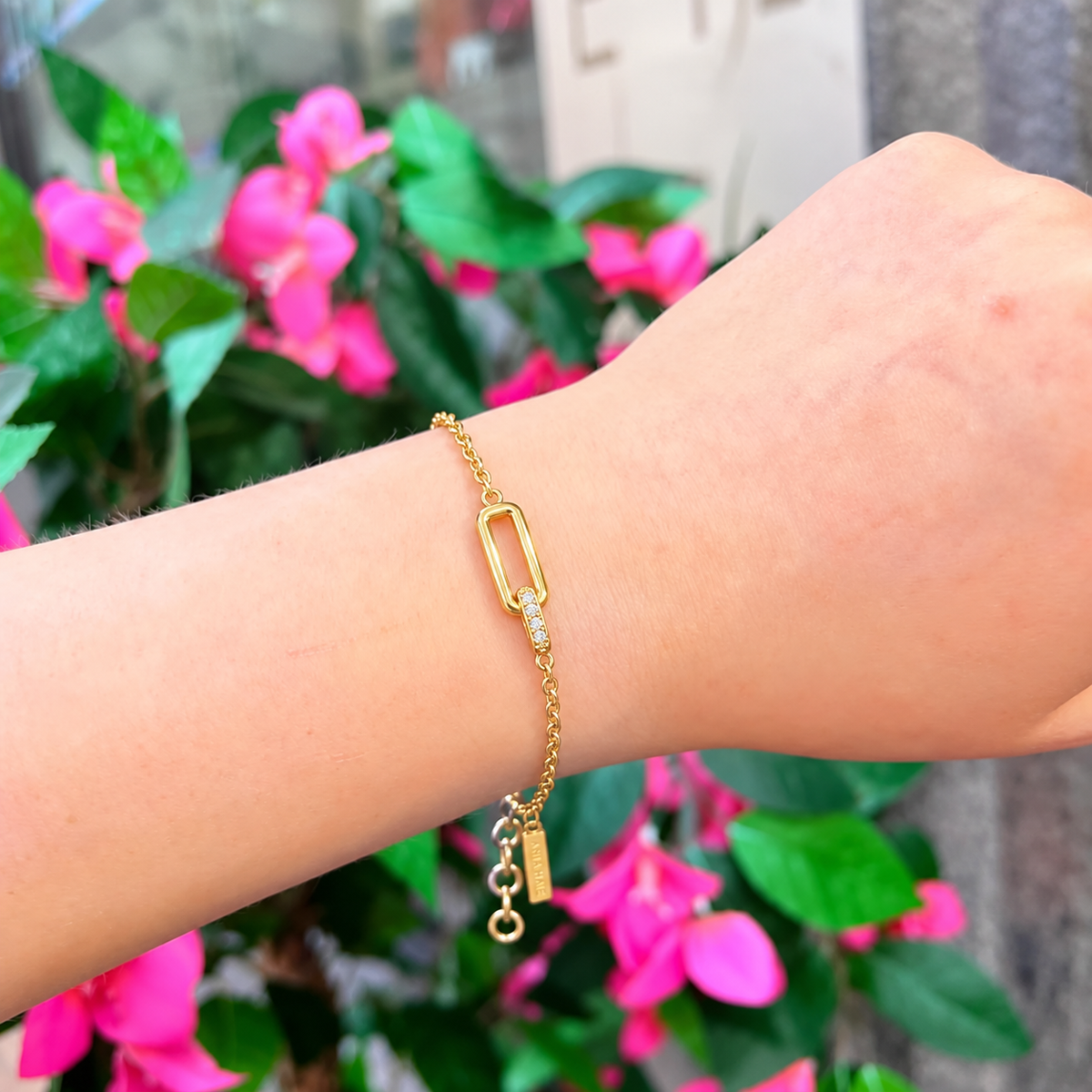 14ct Gold Plated Cubic Zirconia Glam Interlock Bracelet | Ania Haie