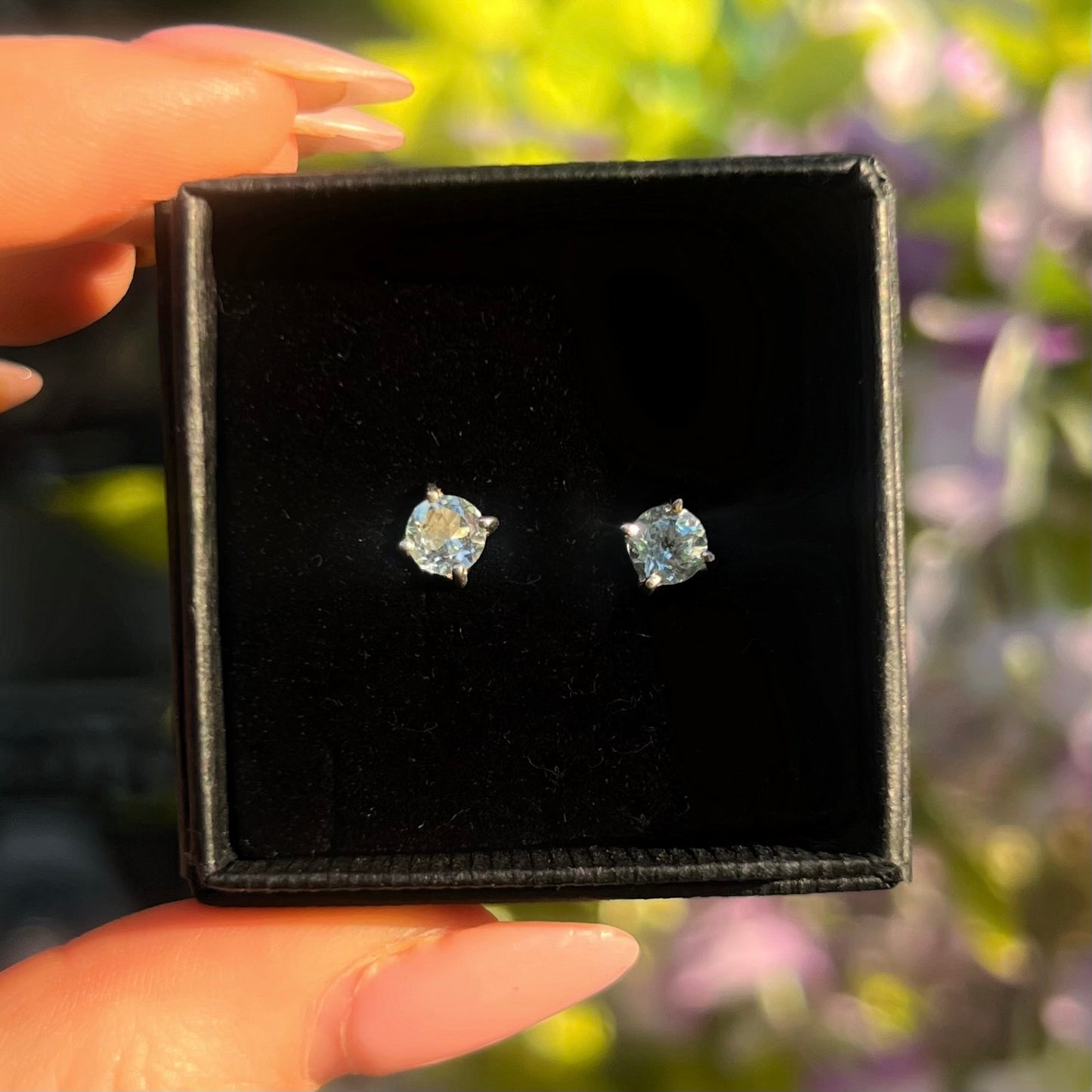 Sterling Silver Blue Topaz Stud Earrings