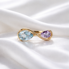Aqua & Lilac Gold Infinity 'Toi et Moi' Ring | Size L | Unique & Co.