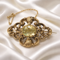 Victorian Golden Citrine 9ct Yellow Gold Brooch (with safety chain)