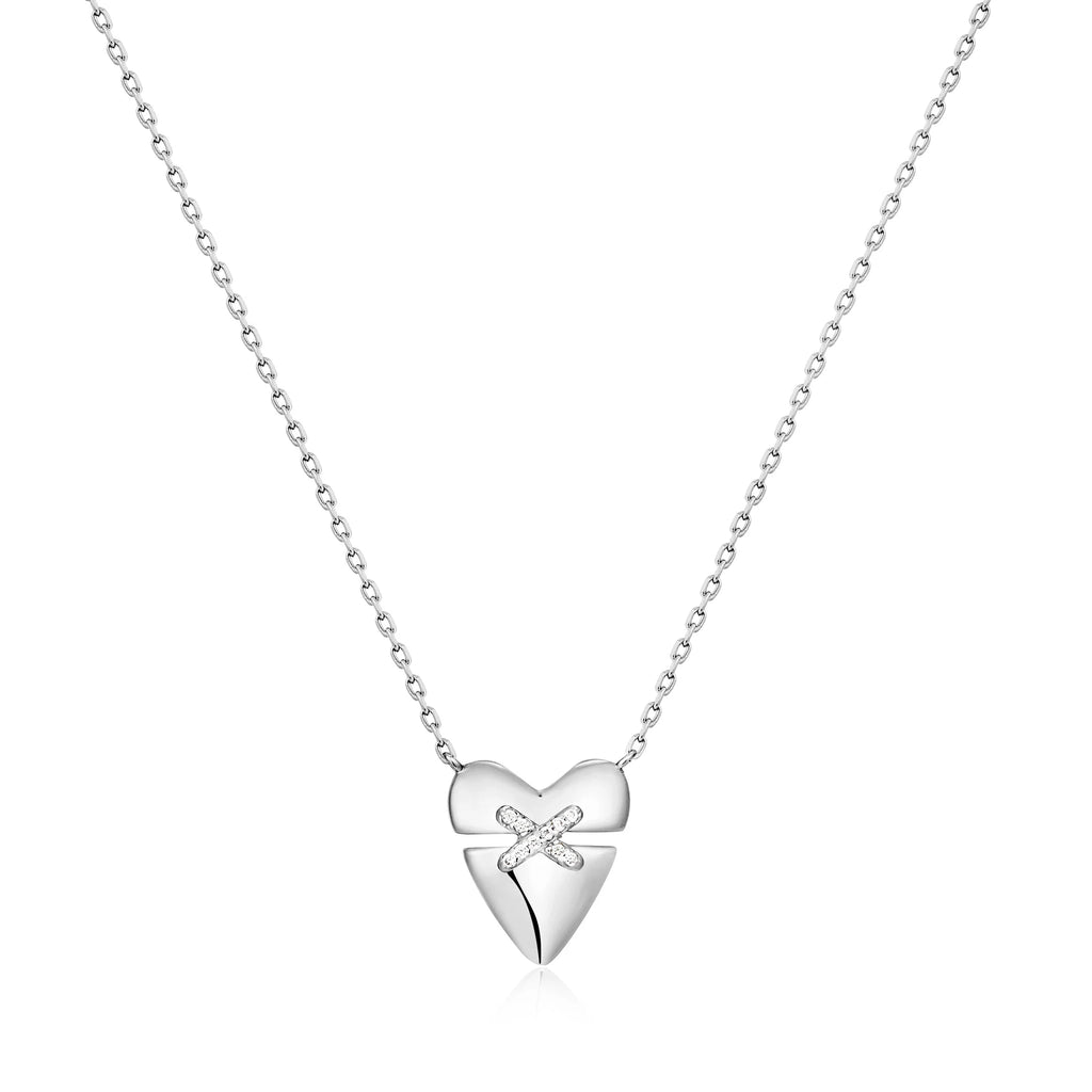 Heart Kiss Pave Sterling Silver Necklace | Ania Haie