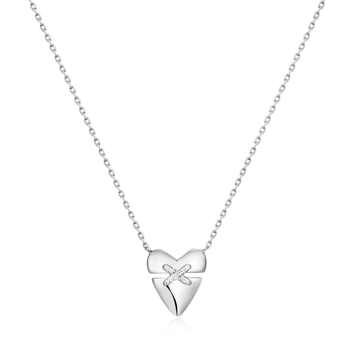 Heart Kiss Pave Sterling Silver Necklace | Ania Haie