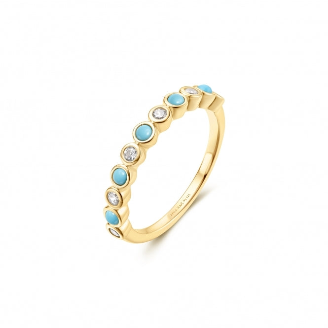 Ania Hae Gold Turquoise & Cubic Zirconia Ring - Size M ½