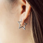 Pre-Order | Medium Silver Star Pave Hoop Earrings | Ania Haie