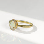 Oval Opal and Diamond 9ct Yellow Gold Halo Ring | Size O
