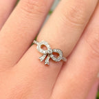 Diamond Ribbon/Bow 9ct Yellow Gold Ring | Size M ½
