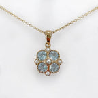 Aquamarine and Seed Pearl 9ct Yellow Gold Necklace