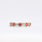 Rare Orange Sapphire and Diamond 9ct Yellow Gold Half Eternity Ring | Size O