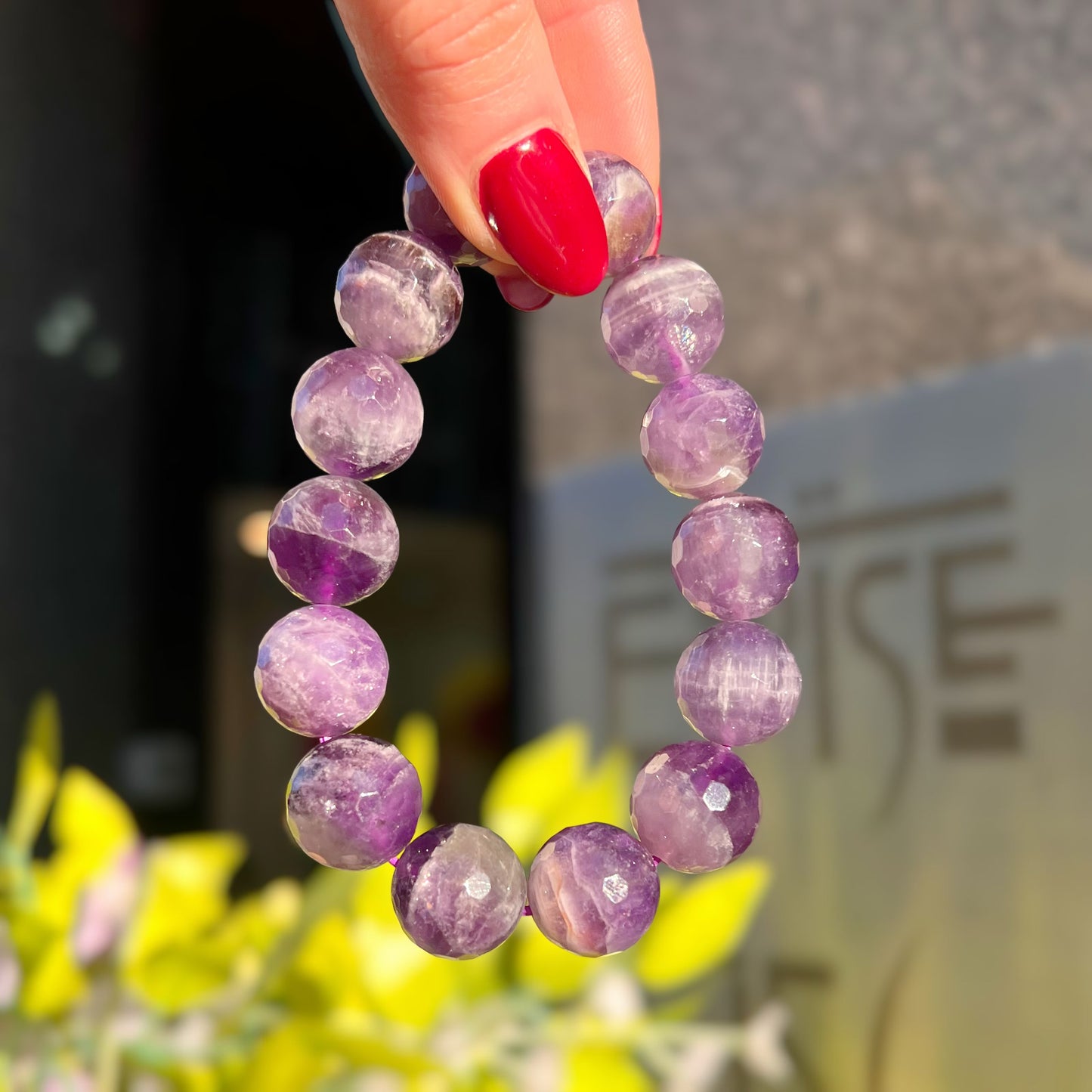 Chunky Faceted Amethyst Elasticated Beaded Bracelet