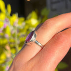Plain Pear Shaped Faceted Amethyst Sterling Silver Ring | Size L ½