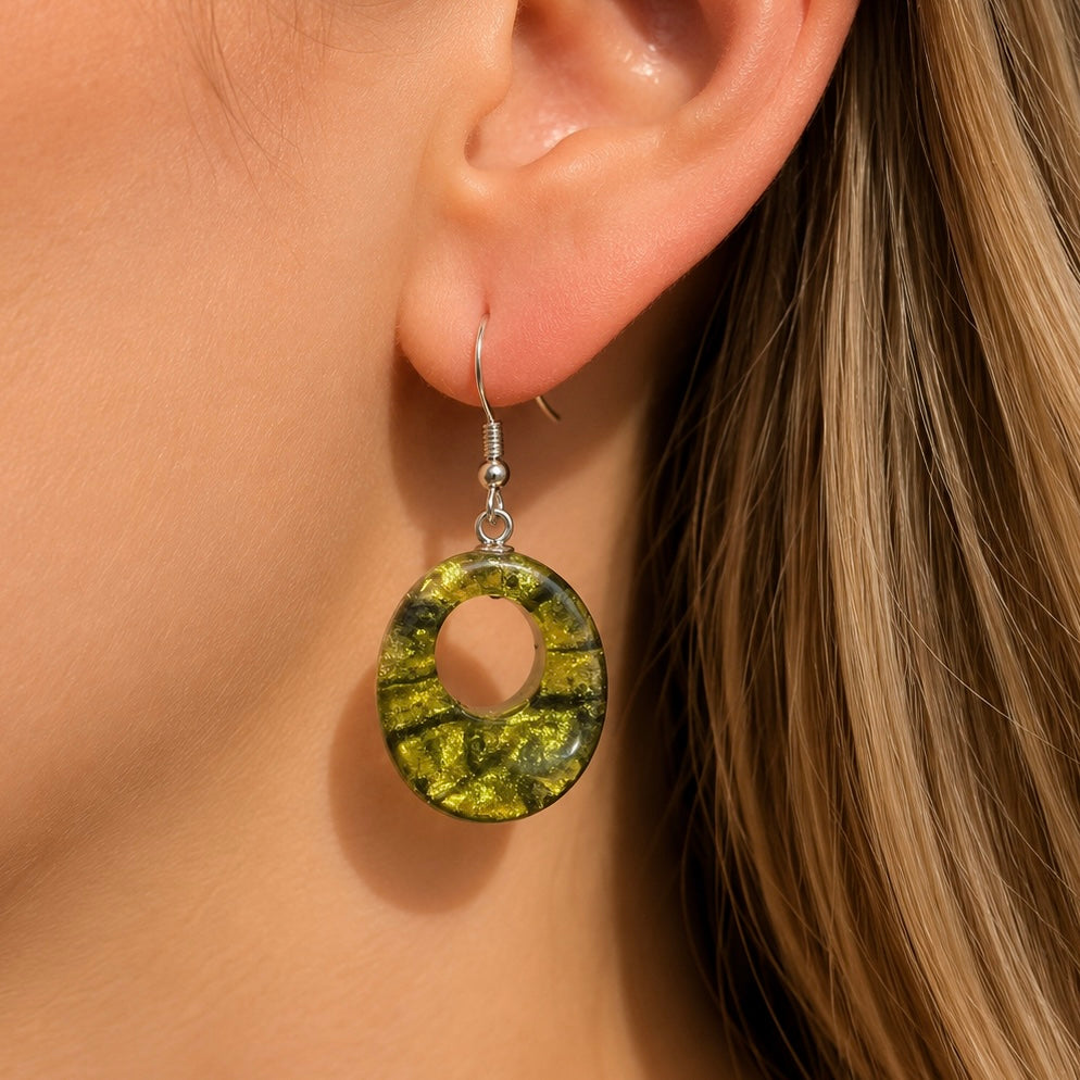 Pistachio Green Hollow Circle Drop Earrings | Watch This Space