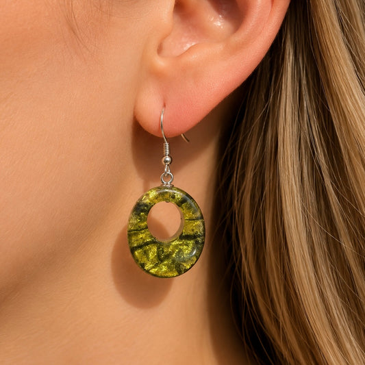 ‘Watch This Space’ Green Hollow Circle Drop Earrings - Pistachio