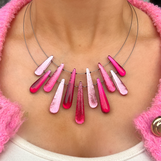 ‘Watch This Space’ Pink Icicle Necklace