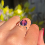 Plain Pear Shaped Faceted Amethyst Sterling Silver Ring | Size L ½