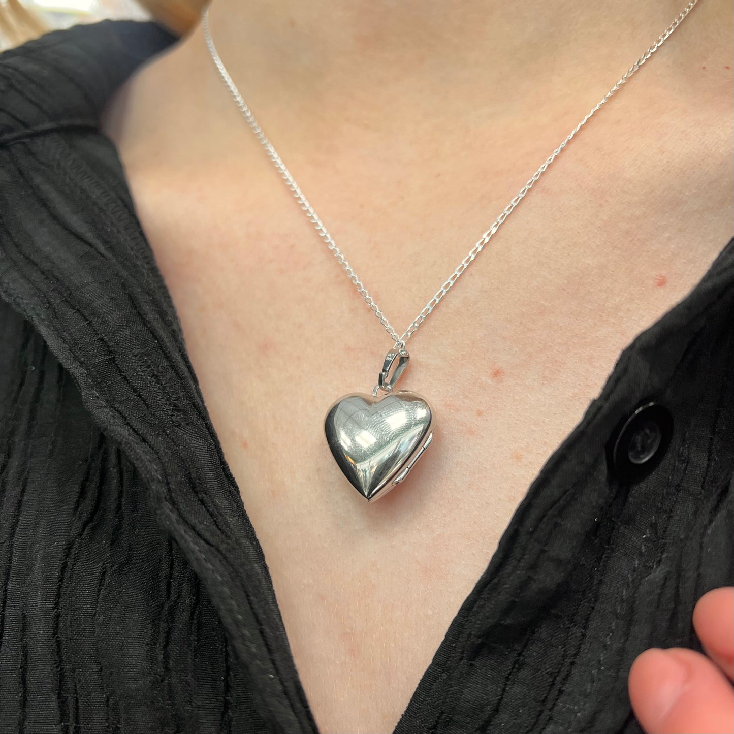 Sterling Silver Patterned Heart Locket Necklace