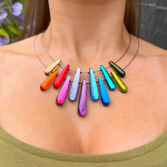 ‘Watch This Space’ Rainbow Teardrop Necklace