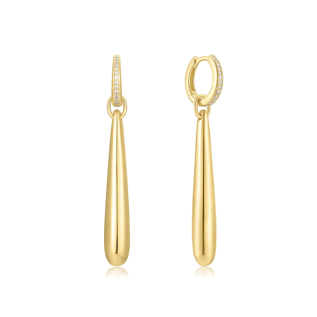 14ct Gold Plated Long Water Droplet Earrings | Ania Haie