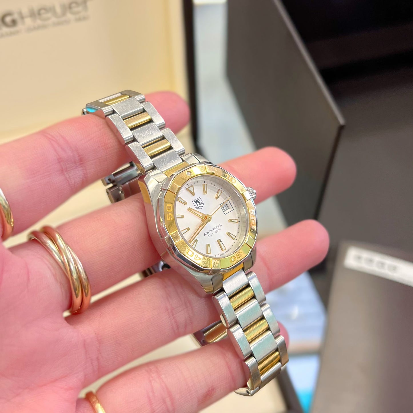Pre-owned TAG Heuer Stainless Steel and Gold Ladies Aquaracer Watch