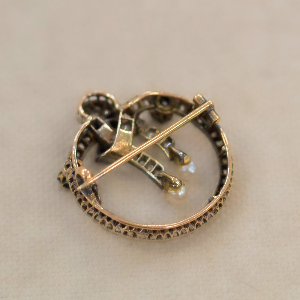 Victorian Sapphire, Pearl and Rose Cut Diamond Brooch