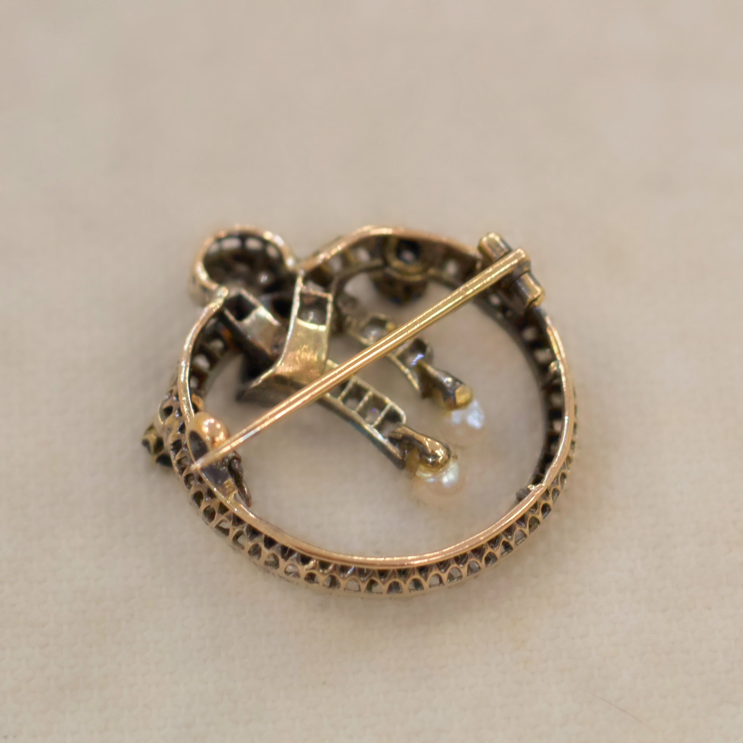 Victorian Sapphire, Pearl and Rose Cut Diamond Brooch