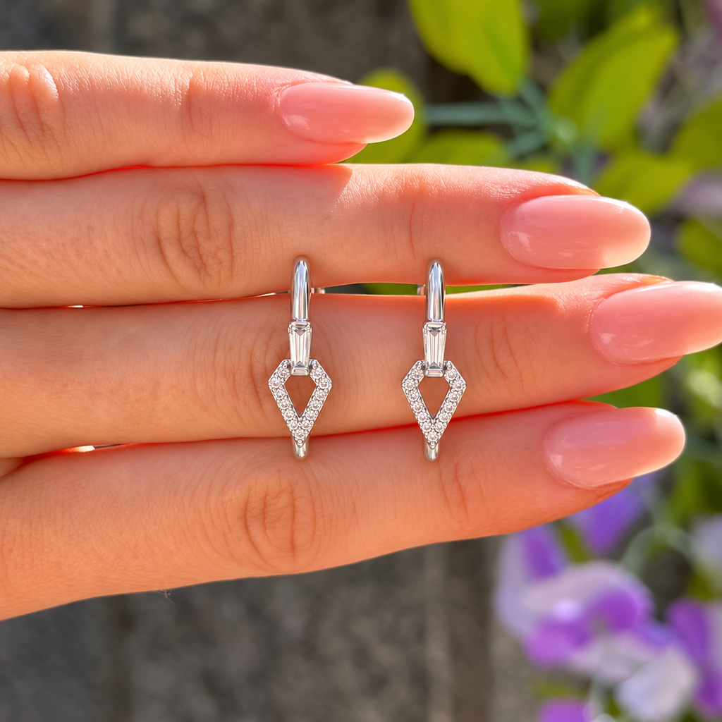 Sterling Silver Cubic Zirconia Geometric Hoop Earrings | Ania Haie