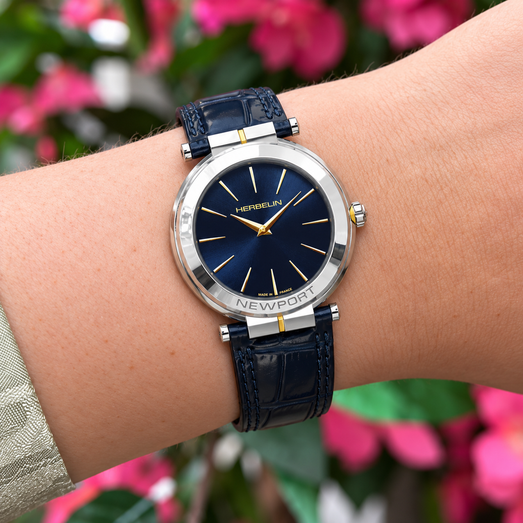 Herbelin | Newport Slim Steel Two-Tone Watch with Blue Dial | Ladies