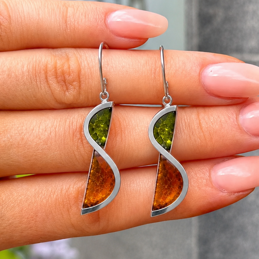 Orange and Green Swirl Drop Earrings | Watch This Space