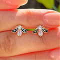 Pearl & Cubic Zirconia Bee Sterling Silver Stud Earrings
