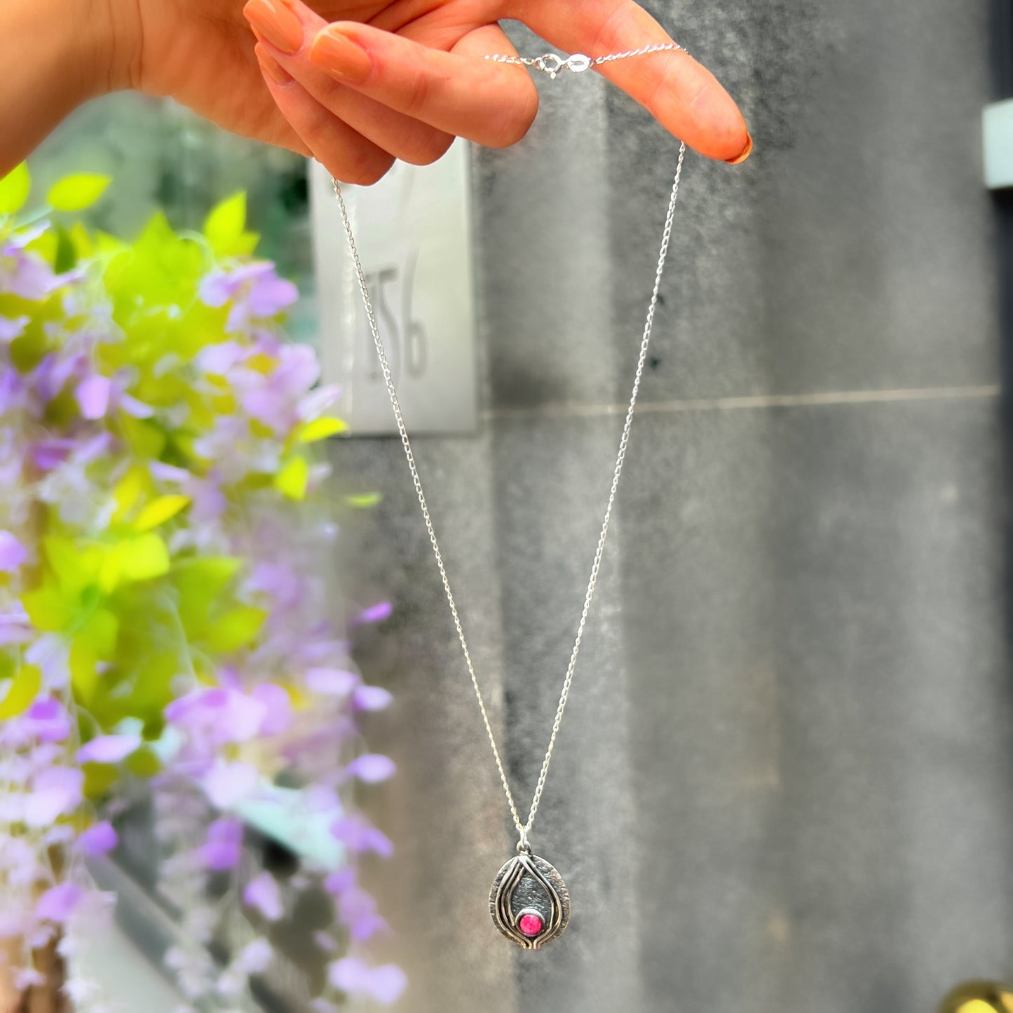 Handmade Sterling Silver Ruby Necklace