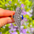 Lapis Lazuli Sterling Silver Boho Chunky Ring | Size O