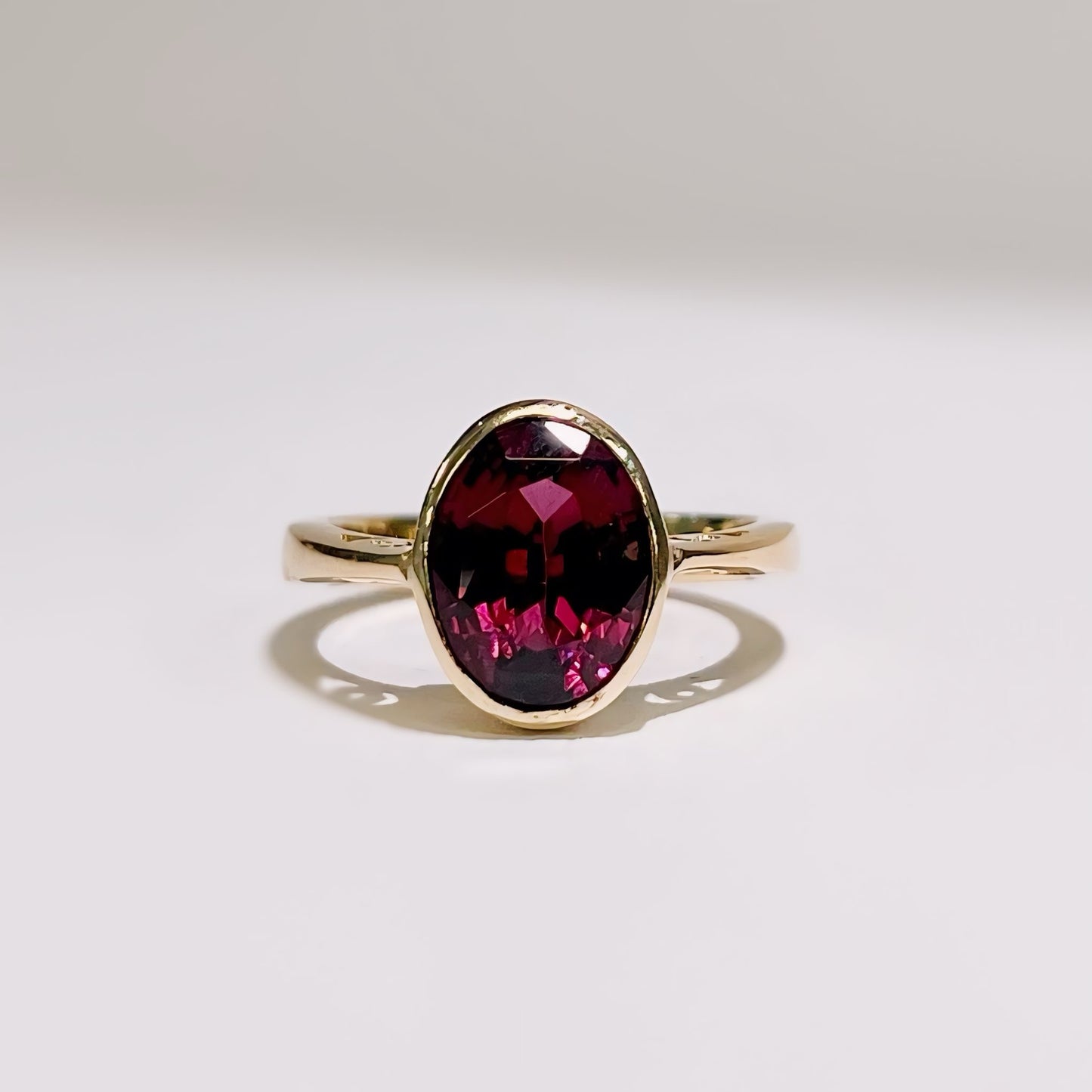 'Louise' Ring - 9ct Yellow Gold Almandine Garnet Dress Ring Size M