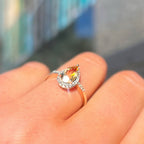'The Belle' Citrine and Diamond 9ct Yellow Gold Pear Halo Ring | Size N