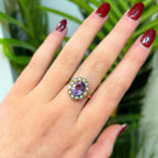 Vintage Amethyst and Pearl 9ct Yellow Gold Cluster Ring | Size O