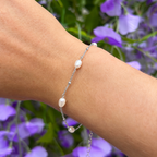 Freshwater Pearl Sterling Silver Dainty Station Bracelet