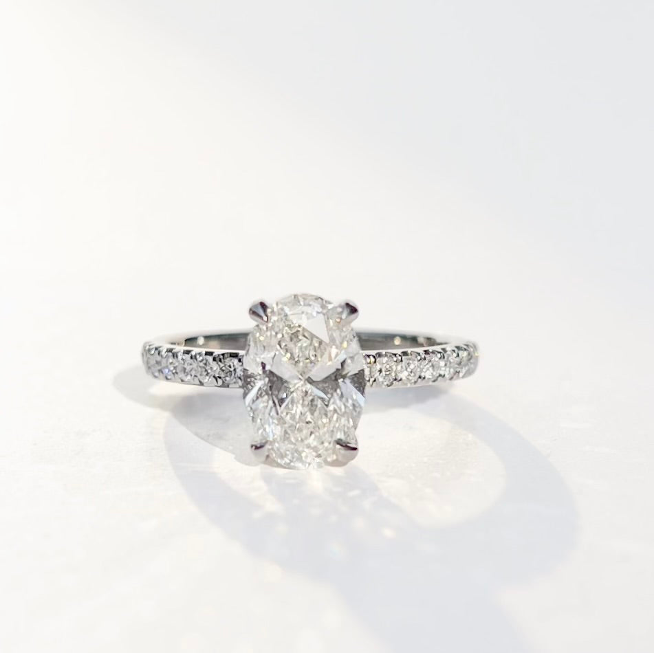 Oval-Cut Lab-Grown Diamond Platinum Engagement Ring | Size L ½
