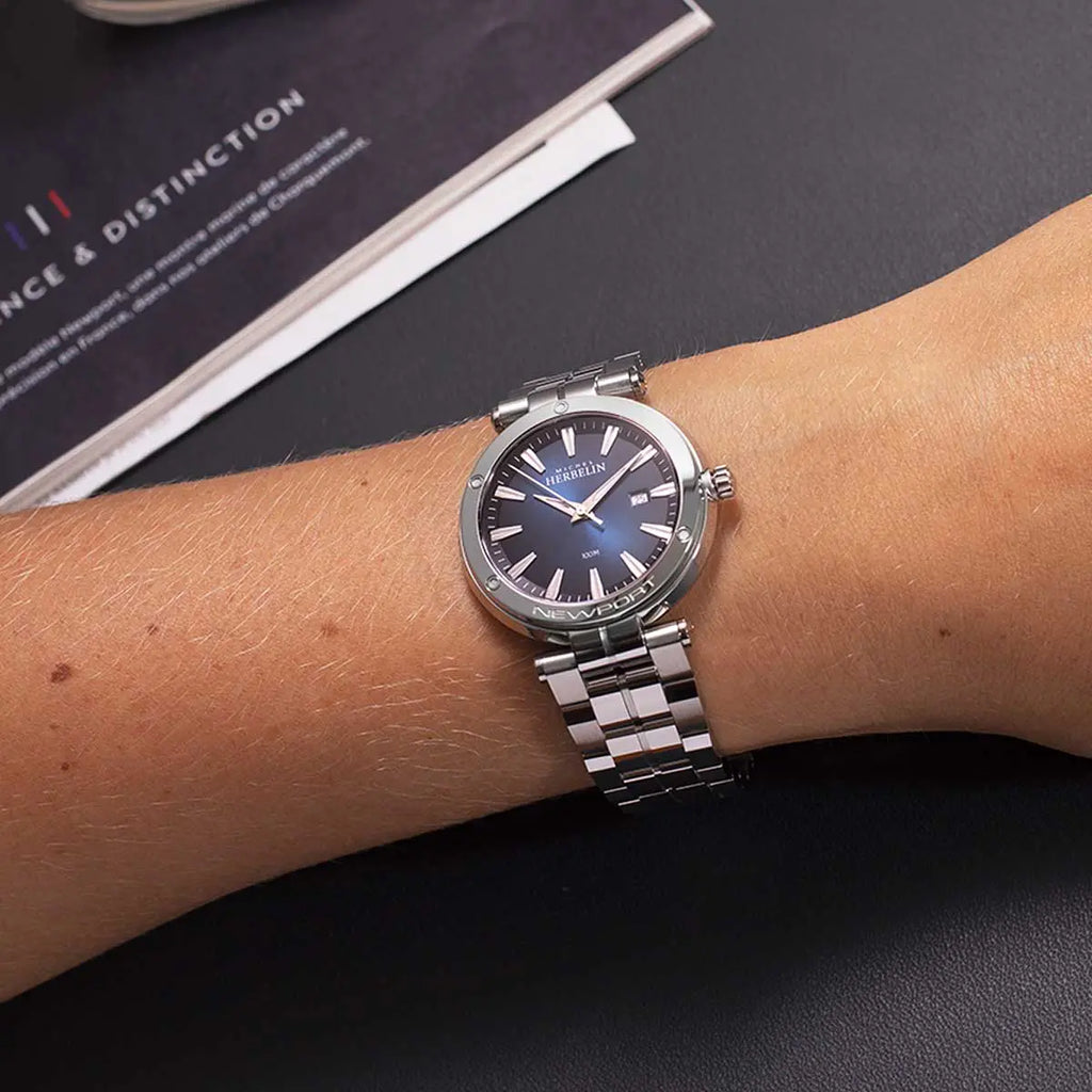 Herbelin Luna Ladies Stainless Steel Guilloché White Dial Watch