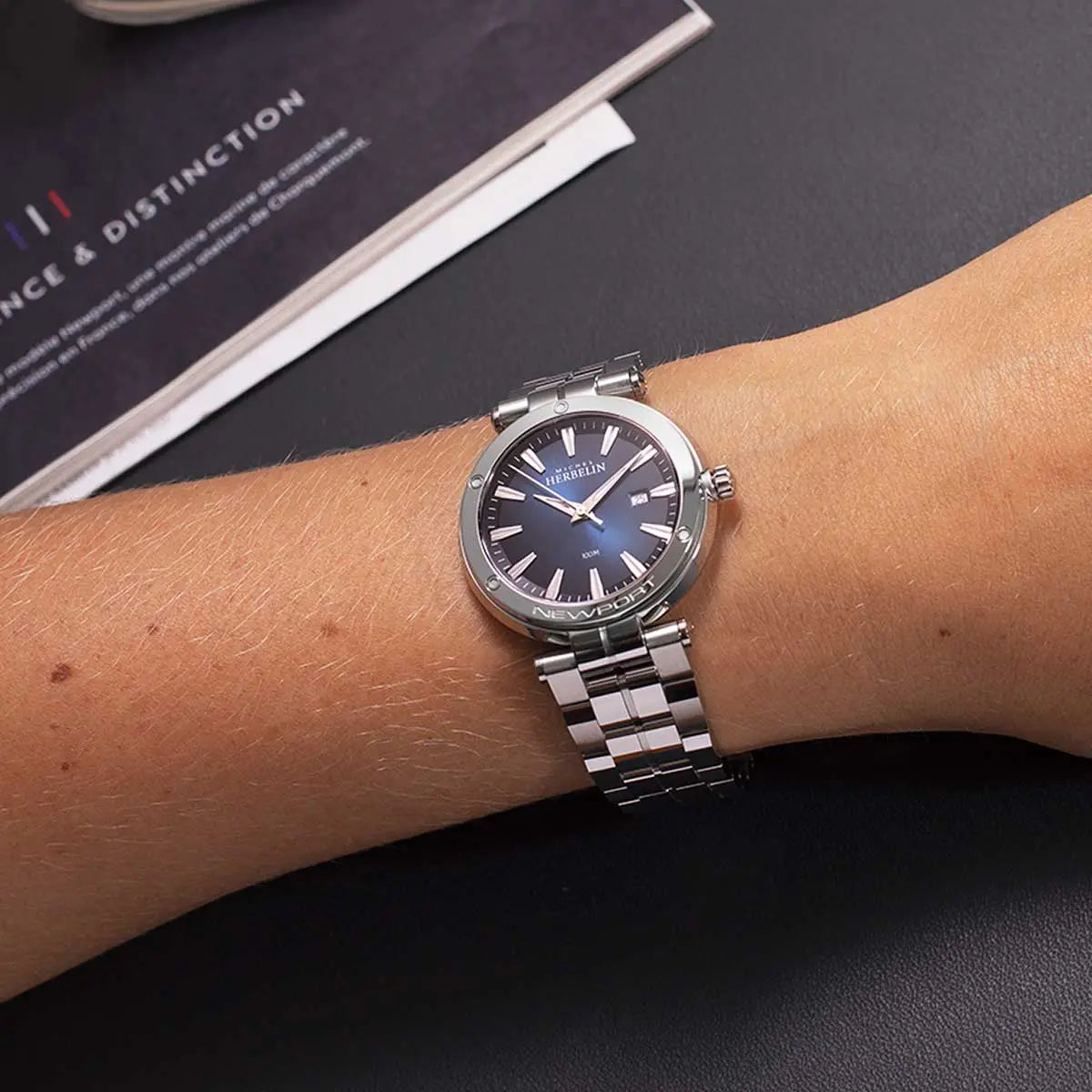 Herbelin Luna Ladies Stainless Steel Guilloché White Dial Watch