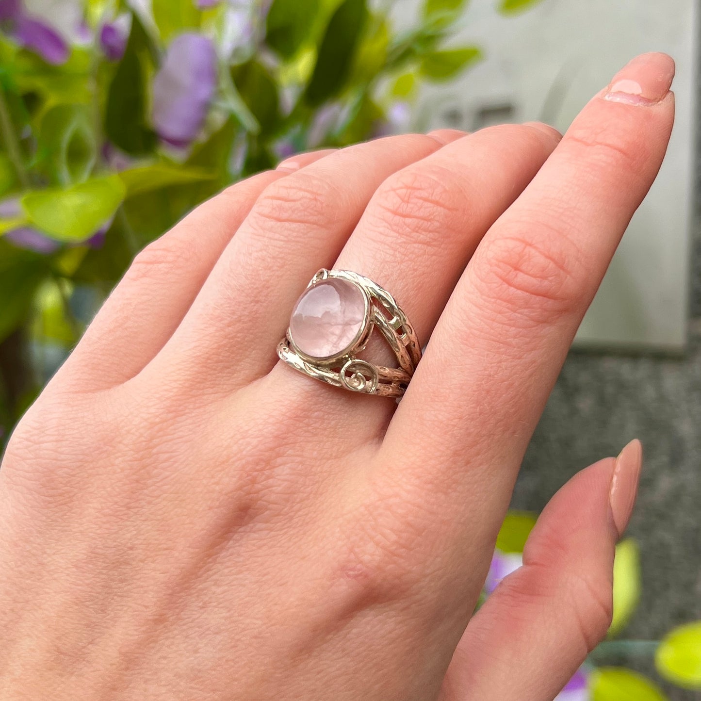 Sterling Silver Handmade Pink Rose Quartz Ring