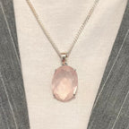 Rose Quartz Sterling Silver Pendant & Chain