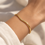 14ct Gold Plated Wave Cuff Bangle | Ania Haie