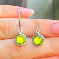 Small Green Round Drop Earrings | Watch This Space