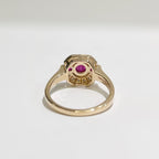 Ruby and Diamond Art Deco Reproduction 9ct Yellow Gold Ring | Size N